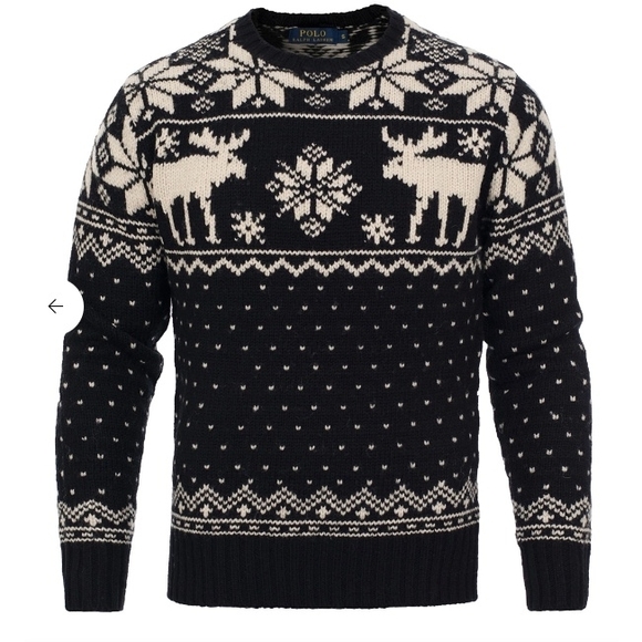 RARE Vintage Ralph Lauren Moose Nordic Pullover Men's Sweater| Medium| Black - Picture 2 of 10